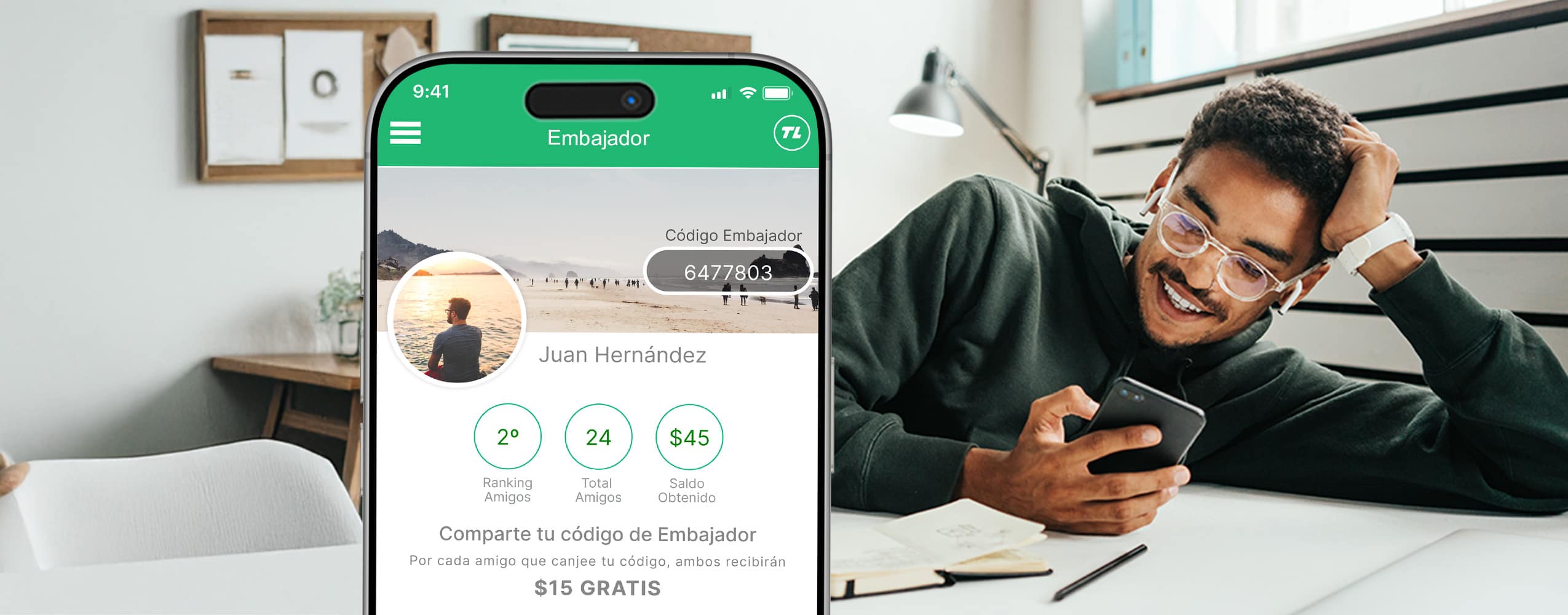 Participa gratis en tus sorteos favoritos con tu Código embajador