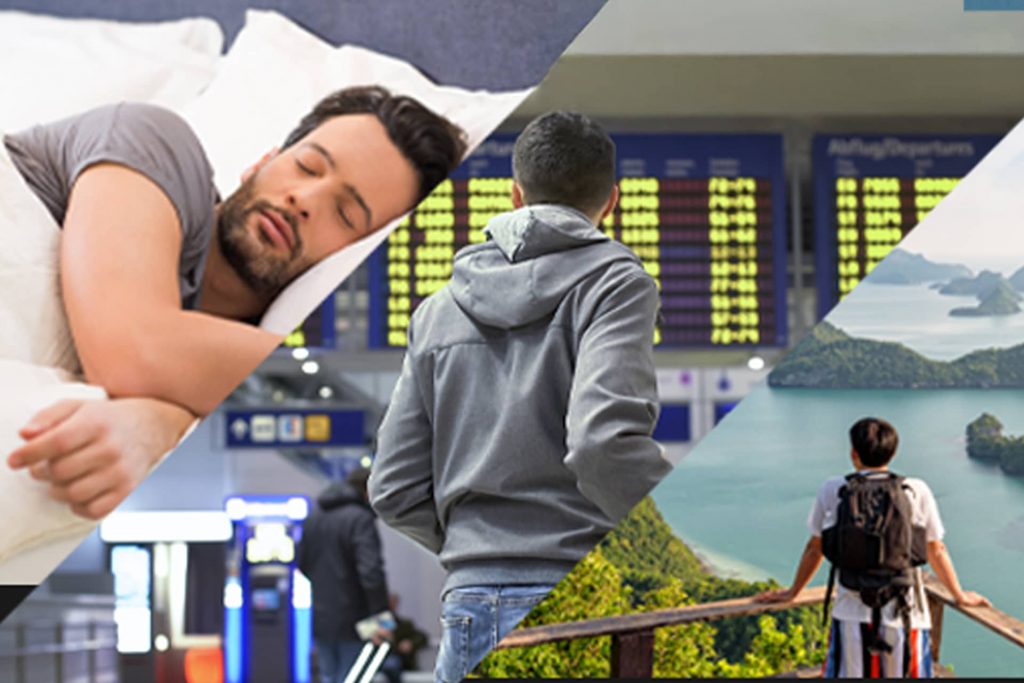 Libertad financiera representada con descanso, viaje y tiempo libre