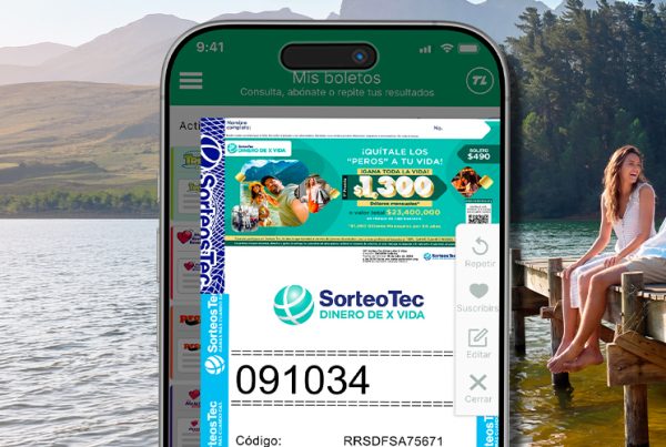 App de TuLotero México mostrando un boleto del Sorteo Dinero de X Vida