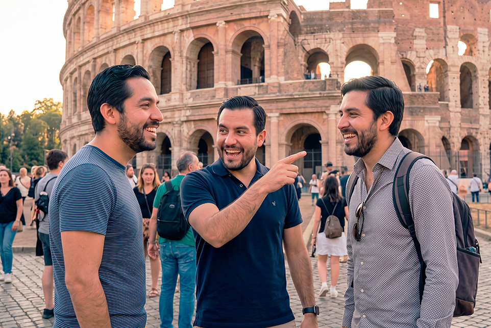 los 3 ganadores del sorteo magno celebrando su premio de viaje