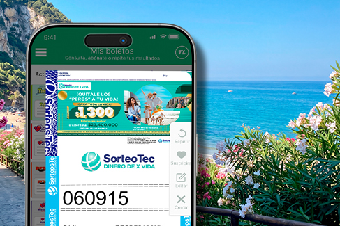 Imagen promocional de Dinero de X Vida octubre 2026 con el premio de $1,300 dólares mensuales junto a una vista del mar.